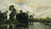 Charles Francois Daubigny The Edge of the Pond oil painting on canvas